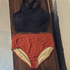 Black and Orange Women's Swim Set